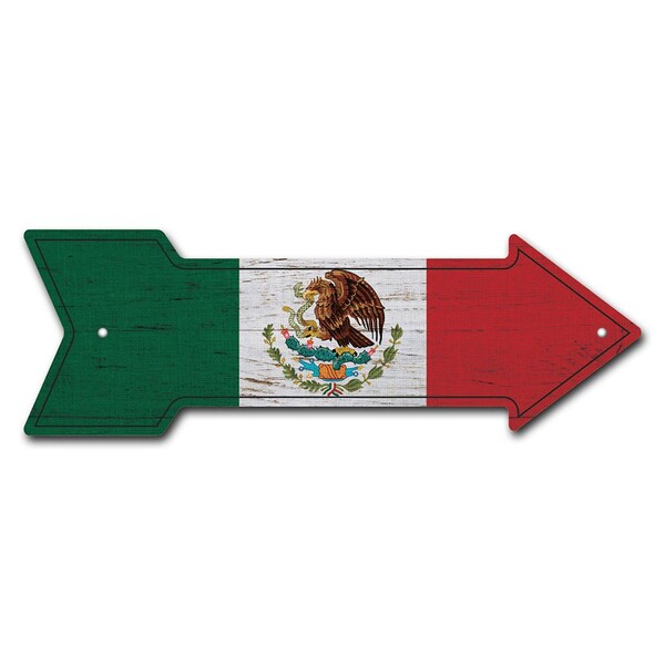 Signmission Mexico Flag Arrow Sign Funny Home Decor 30in Wide P-ARROW10-999746 - main
